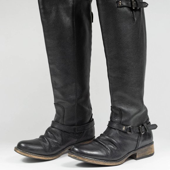 Steve Madden Knee High Black Leather Boots - Picture 1 of 3